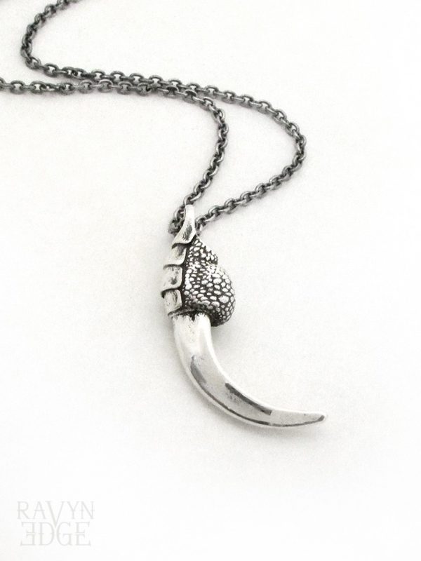 Silver raven jewelry talon pendant necklace