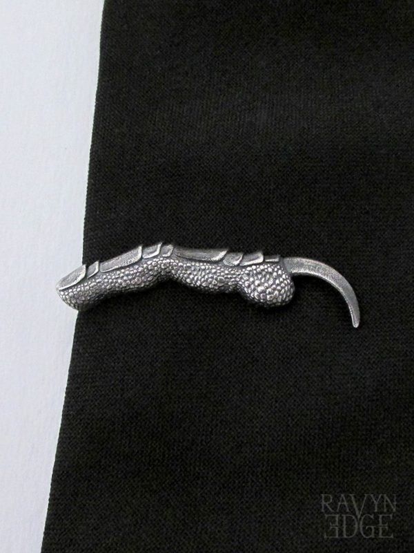 Sterling silver claw tie slide, raven jewelry for men