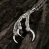 Large raven claw necklace in sterling silver