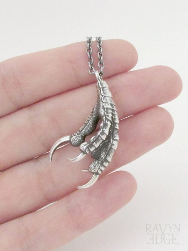 Raven witch familiar bird claw necklace