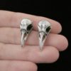 Raven skull stud earrings in sterling silver