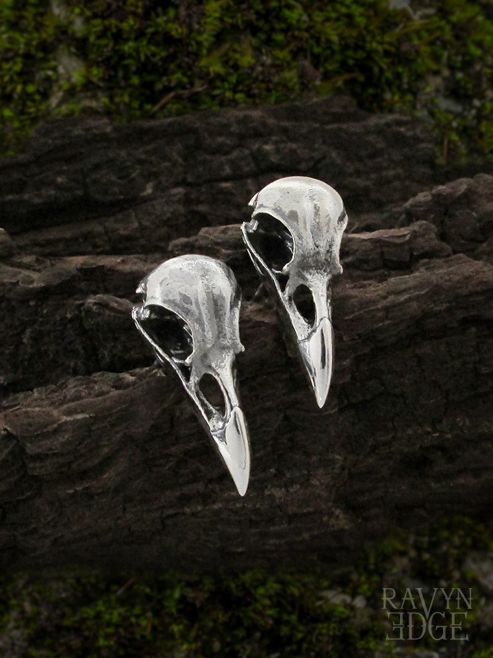 Raven Skull Stud Earrings for men and women by RavynEdge
