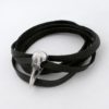 Womens or mens leather wrap bracelet with silver bird skull charm