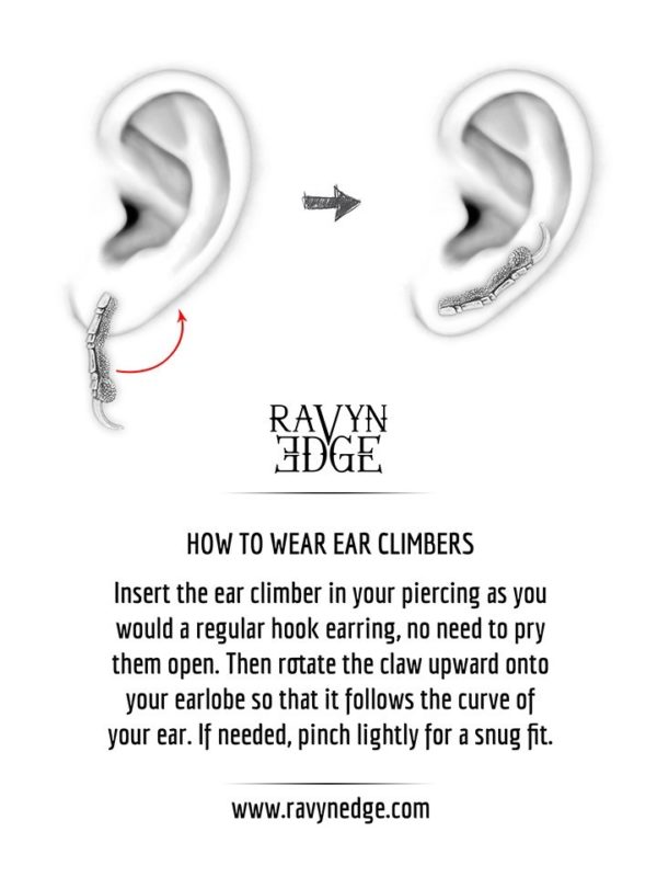RavynEdge instructions on how to wear ear climbers