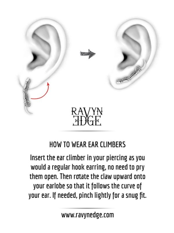 RavynEdge instructions on how to wear ear climbers