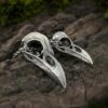 Small and medium raven skull matching necklaces for couples