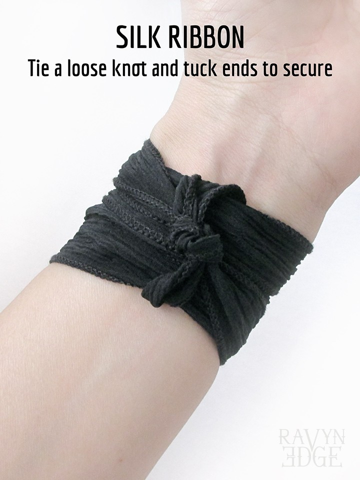 Black ribbon bracelet on sale