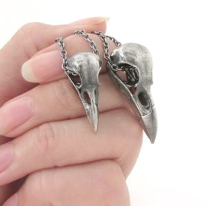 Raven Skull Matching Necklaces for Couples