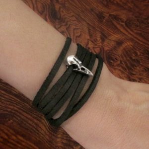 Tiny Raven Skull Wrap Bracelet