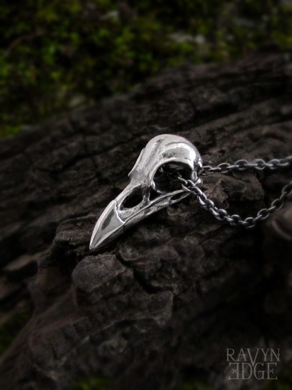 Silver crow pendant, womens viking jewelry