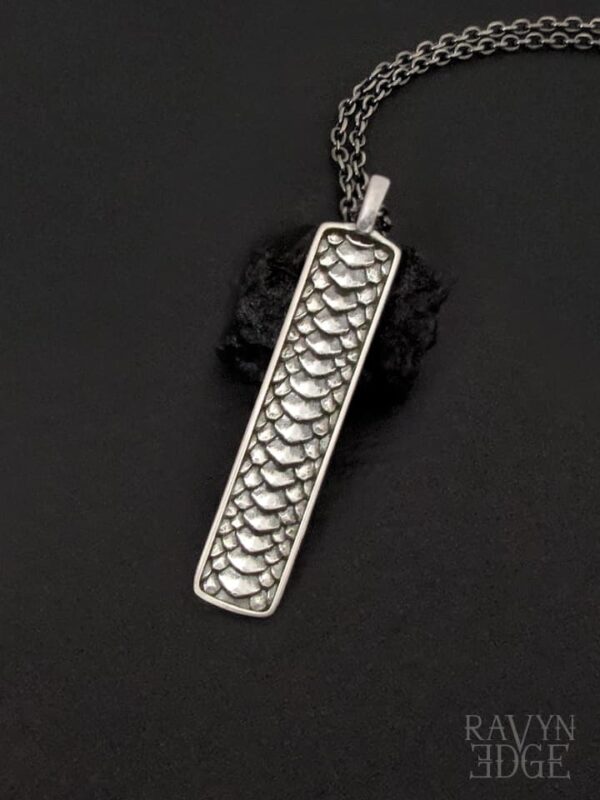 Sterling silver dragon scale pendant necklace