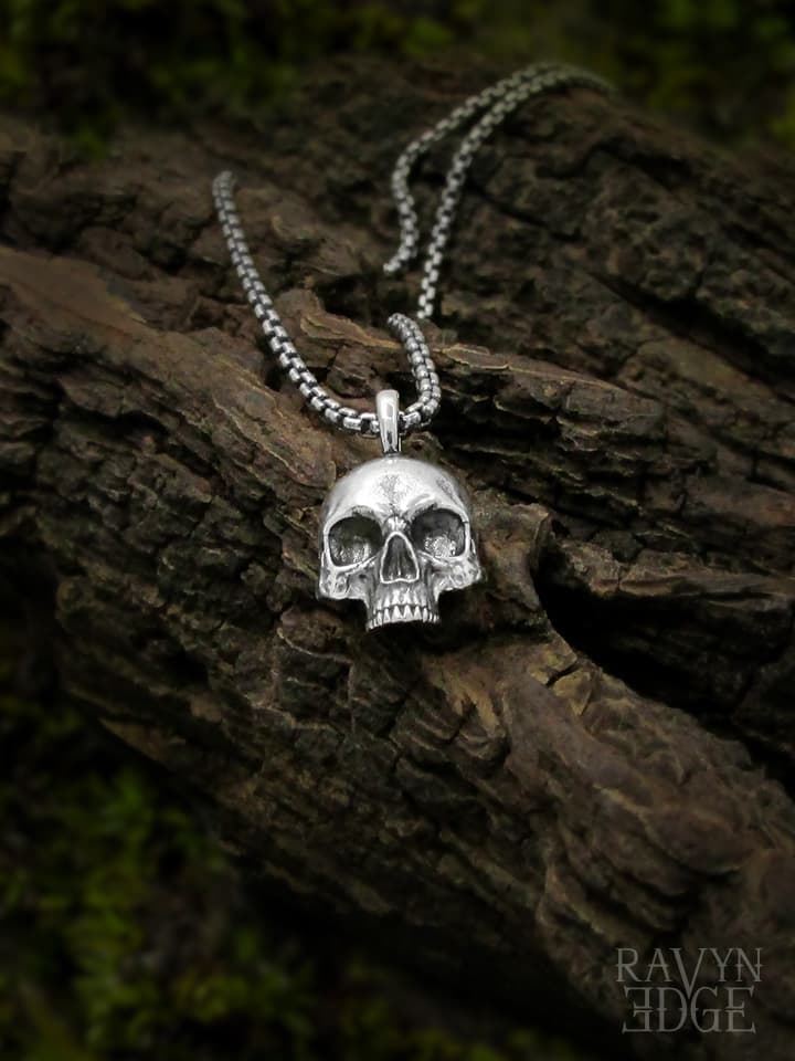 thumbnail image 2 of Sterling Silver Skull Skeleton Pendant Necklace – 925 Silver With Free 60cm Chain 2 of 6