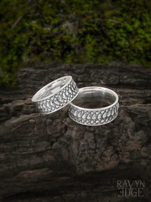 Dragon scale matching promise rings for couples