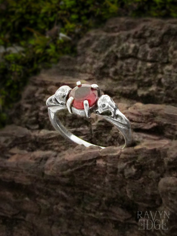 Crow jewelry non traditional rings, skull promise ring