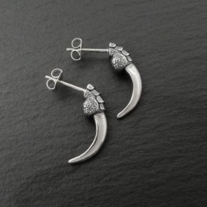 Raven Silver Talon Earrings