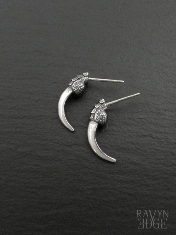 Dragon claw silver stud earrings