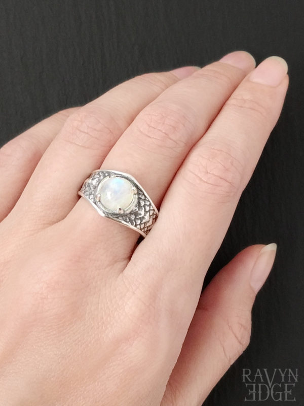 Draco ring silver and moonstone gothic rings for women