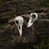 Raven skull gothic stud earrings for men and women