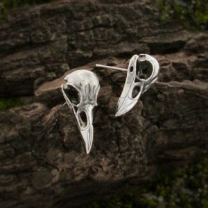 Raven Skull Stud Earrings
