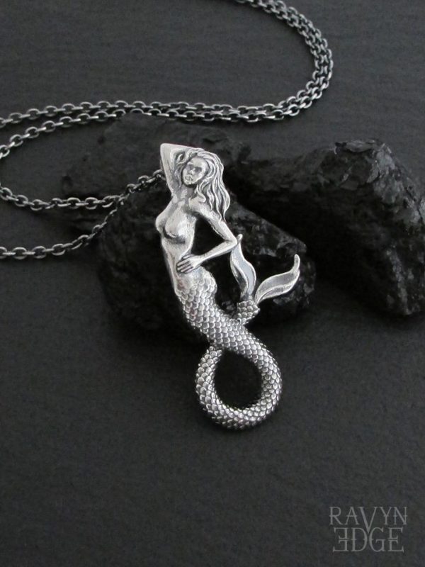 Sterling silver mermaid necklace for sale