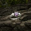 Raven skull gothic ring, real amethyst promise ring
