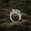 Raven skull engagement ring with amethyst gemstone