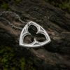 Pointed trefoil gothic window necklace in sterling silver
