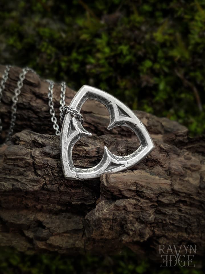 Sterling silver trefoil pendant necklace, gothic architecture jewelry