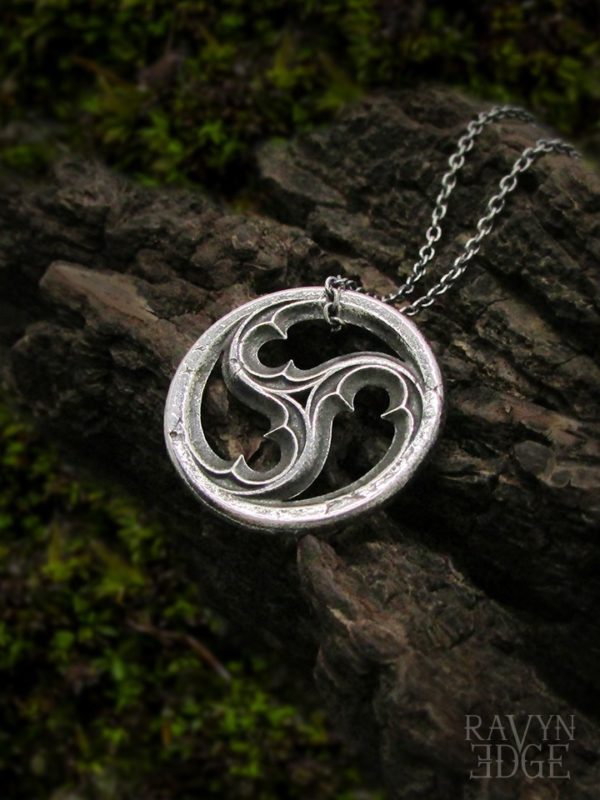 Triskelion window necklace in sterling silver
