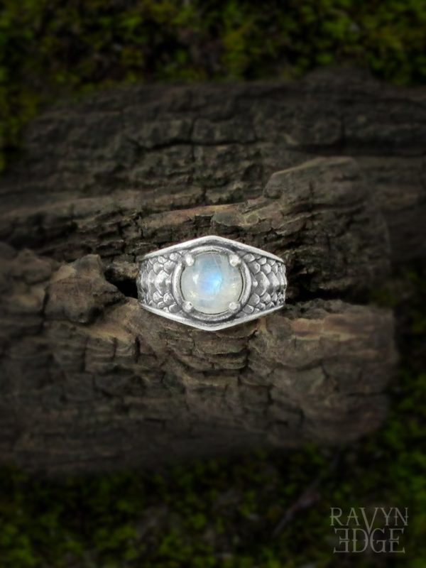 Draco ring silver moonstone gothic style rings