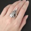 Sterling silver raven skull ring