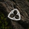 Pointed trefoil gothic window necklace in sterling silver