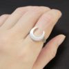 Sterling silver crescent moon signet ring, celestial ring