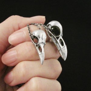 Raven Skull Matching Necklaces for Couples