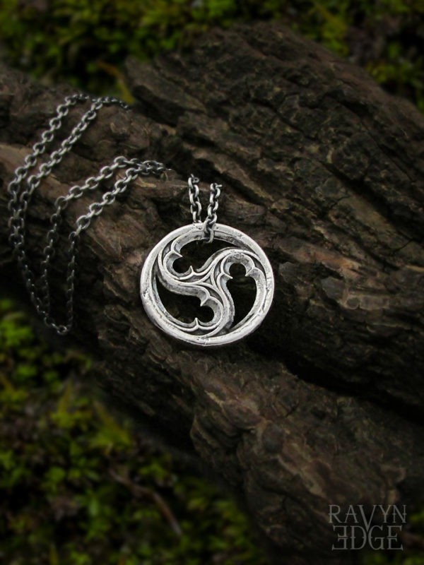 Small triskelion window necklace in sterling silver by RavynEdge
