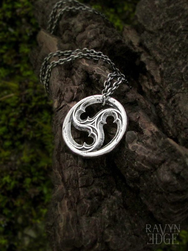 Small triskelion necklace gothic architecture jewelry