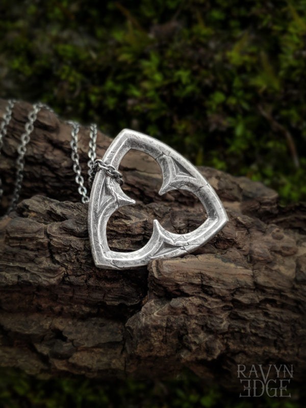 Sterling silver trefoil pendant necklace, gothic architecture jewelry