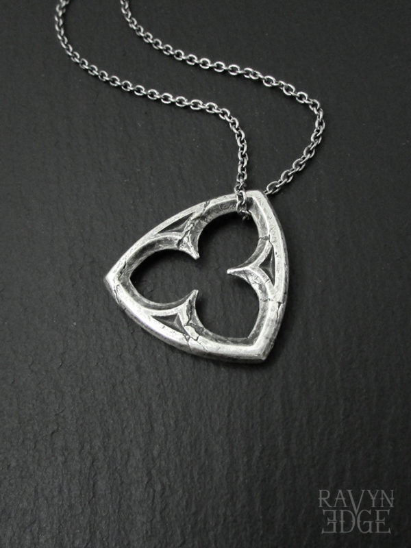 Sterling silver triangle trefoil cathedral window necklace