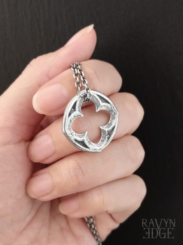 Sterling silver quatrefoil cathedral window necklace