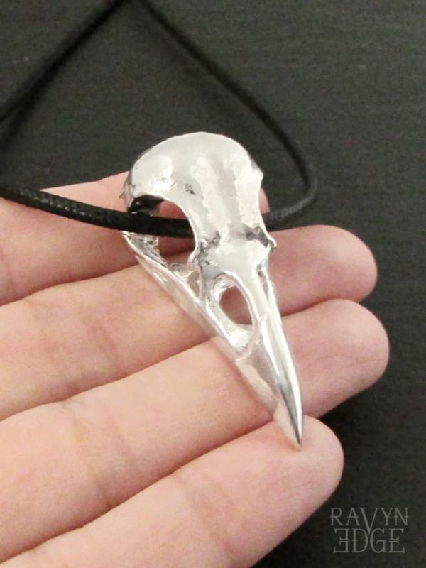 Crow skull necklace in sterling silver