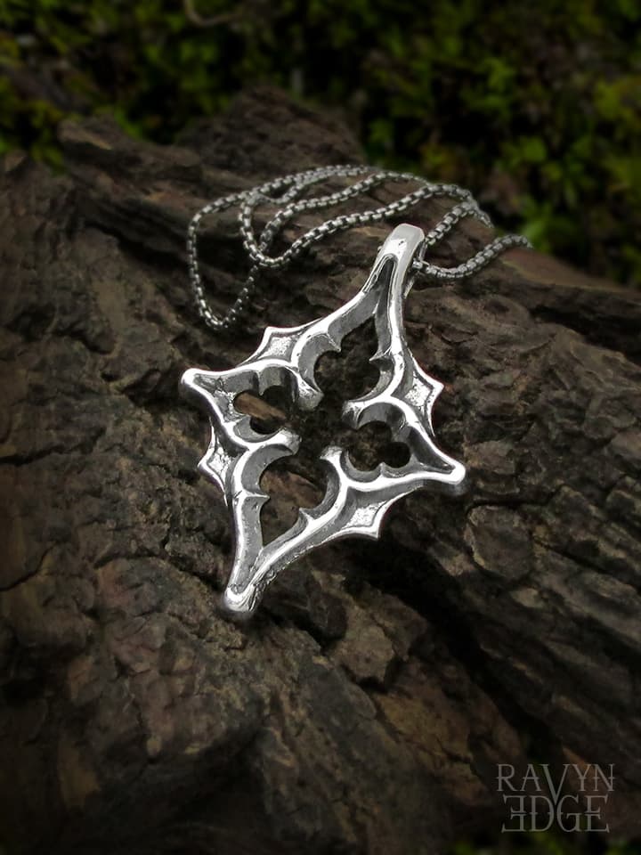 Sterling silver north star necklace, gothic architecture jewelry