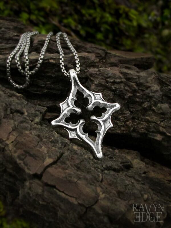 Sterling silver north star necklace, gothic architecture jewelry