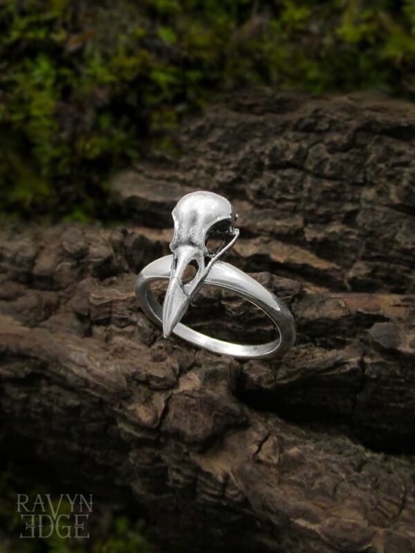 Celtic goddess morrigan crow skull ring