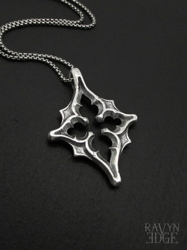 Sterling silver north star pendant, cathedral window necklace