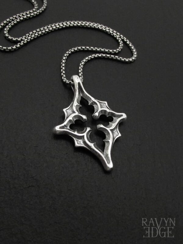 Sterling silver north star pendant, cathedral window necklace