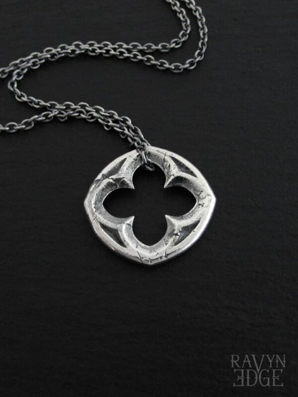 Good luck quatrefoil necklace, cathedral window necklace