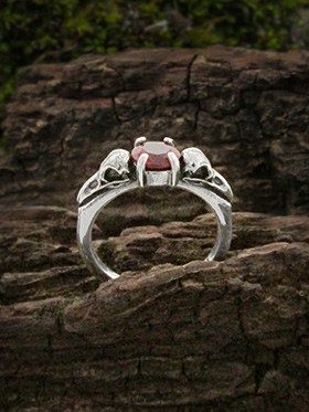 raven skull garnet promise ring