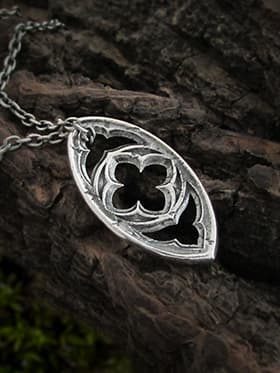 quatrefoil evil eye necklace, gothic window