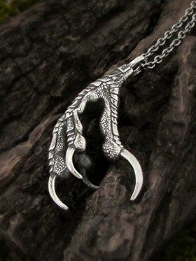 Carrion crow foot necklace, witchy jewelry in sterling silver